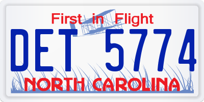 NC license plate DET5774