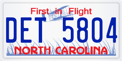 NC license plate DET5804