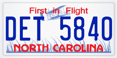 NC license plate DET5840