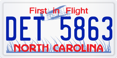 NC license plate DET5863