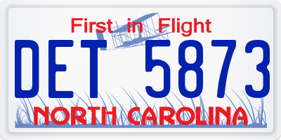 NC license plate DET5873