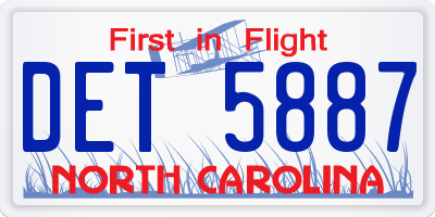 NC license plate DET5887