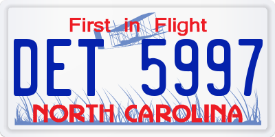 NC license plate DET5997