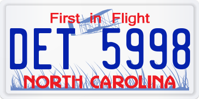 NC license plate DET5998