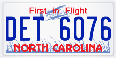 NC license plate DET6076