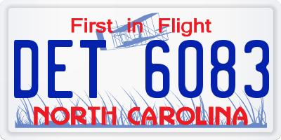 NC license plate DET6083