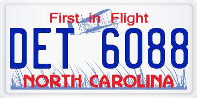 NC license plate DET6088