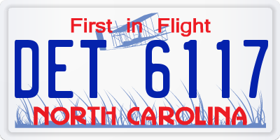 NC license plate DET6117