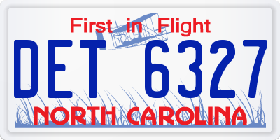 NC license plate DET6327