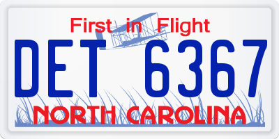 NC license plate DET6367