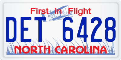 NC license plate DET6428