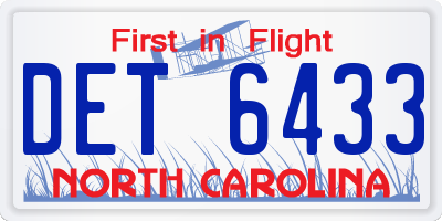 NC license plate DET6433