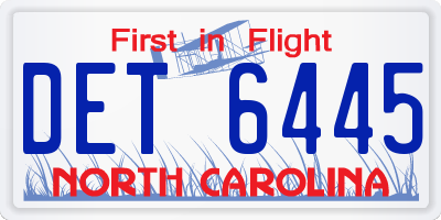 NC license plate DET6445