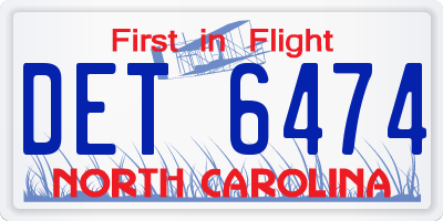 NC license plate DET6474