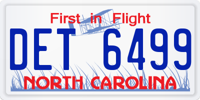 NC license plate DET6499