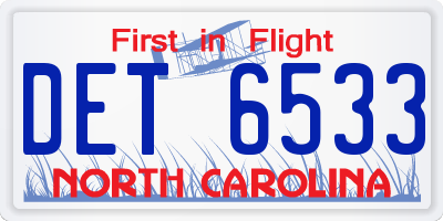 NC license plate DET6533