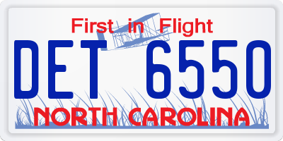 NC license plate DET6550