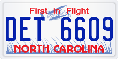 NC license plate DET6609