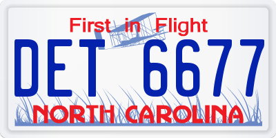 NC license plate DET6677