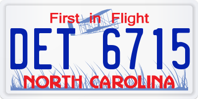 NC license plate DET6715