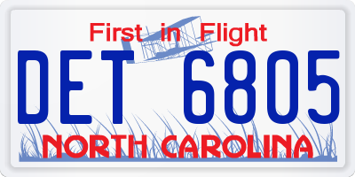NC license plate DET6805