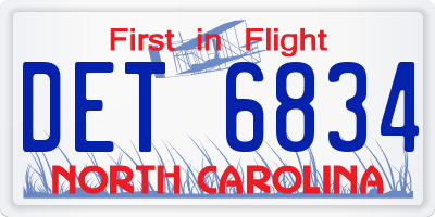 NC license plate DET6834