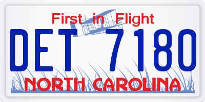 NC license plate DET7180