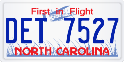 NC license plate DET7527