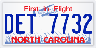 NC license plate DET7732