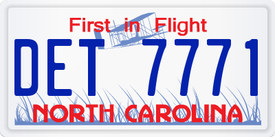 NC license plate DET7771