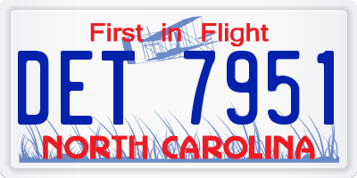 NC license plate DET7951
