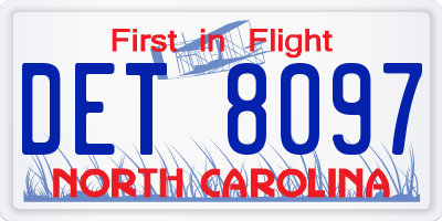 NC license plate DET8097