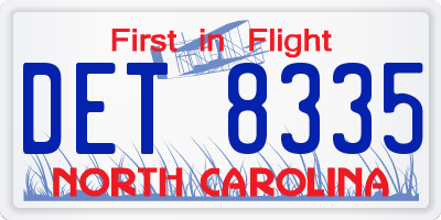 NC license plate DET8335