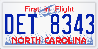 NC license plate DET8343