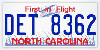 NC license plate DET8362