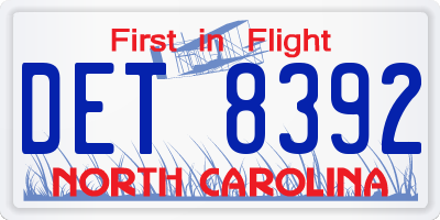 NC license plate DET8392
