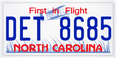 NC license plate DET8685