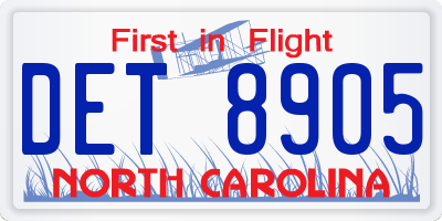 NC license plate DET8905