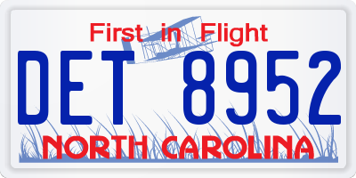 NC license plate DET8952