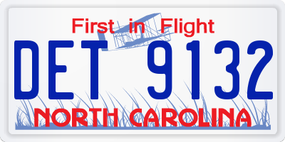 NC license plate DET9132