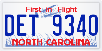 NC license plate DET9340