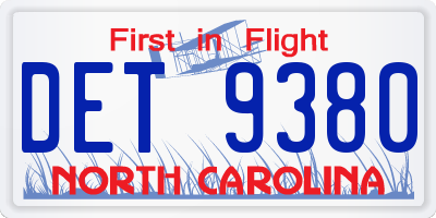 NC license plate DET9380