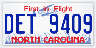 NC license plate DET9409