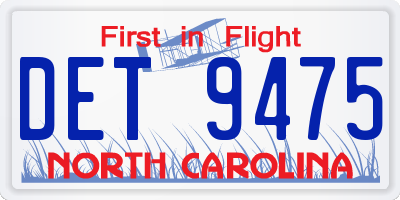 NC license plate DET9475