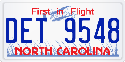 NC license plate DET9548