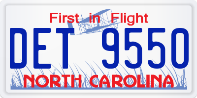 NC license plate DET9550