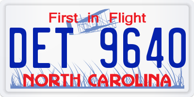 NC license plate DET9640
