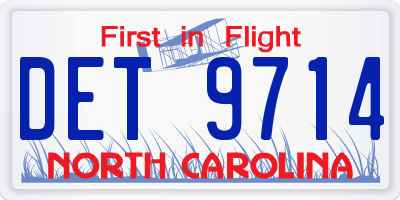 NC license plate DET9714