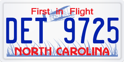 NC license plate DET9725