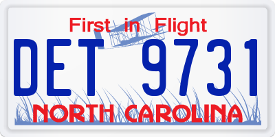 NC license plate DET9731